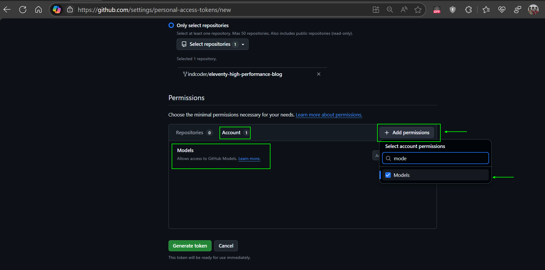 Modellberechtigung hinzufügen