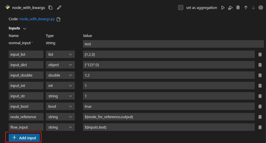 Screenshot of the kwargs On VScode Prompt Flow extension